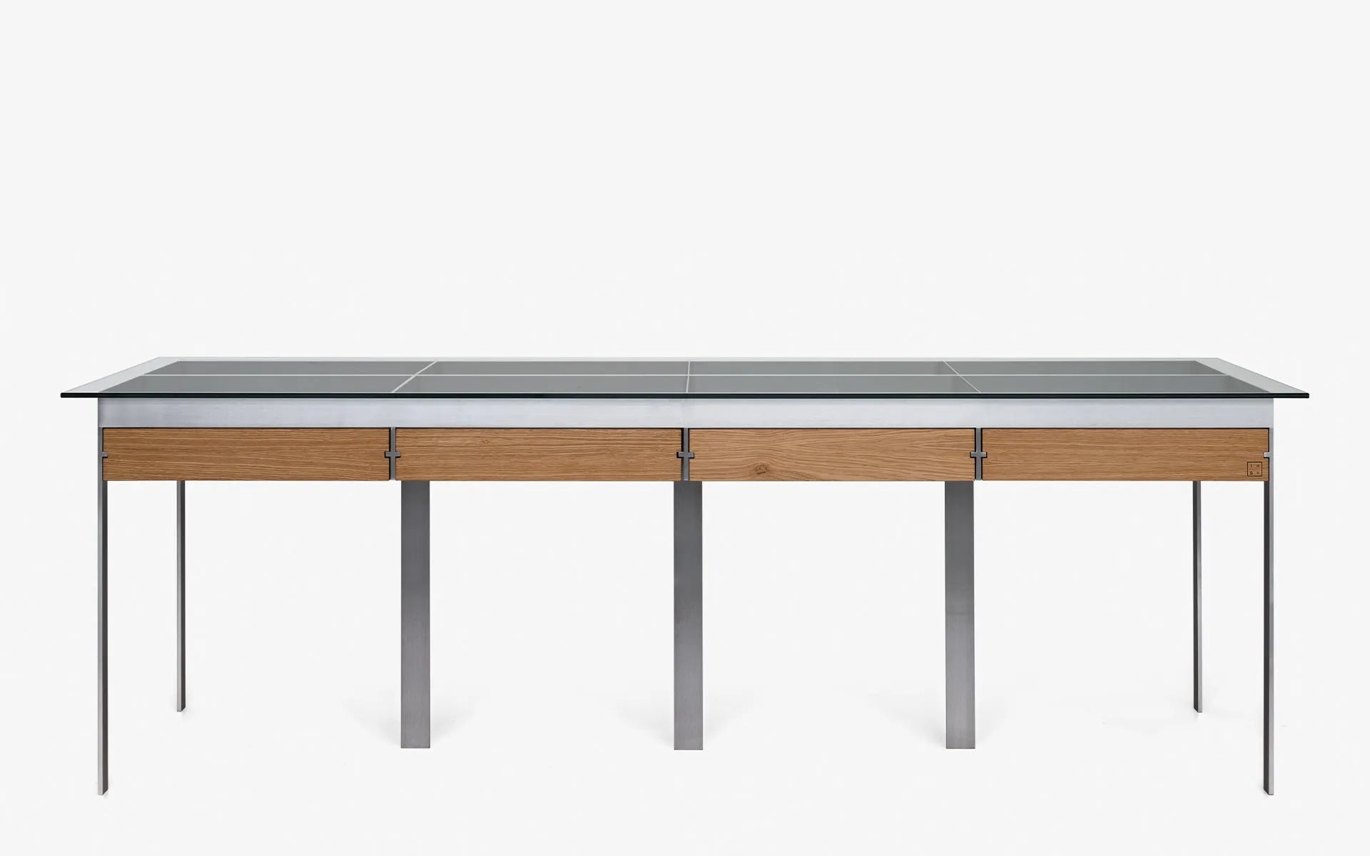 Buredo Glass-Top Drawer Showcase Table