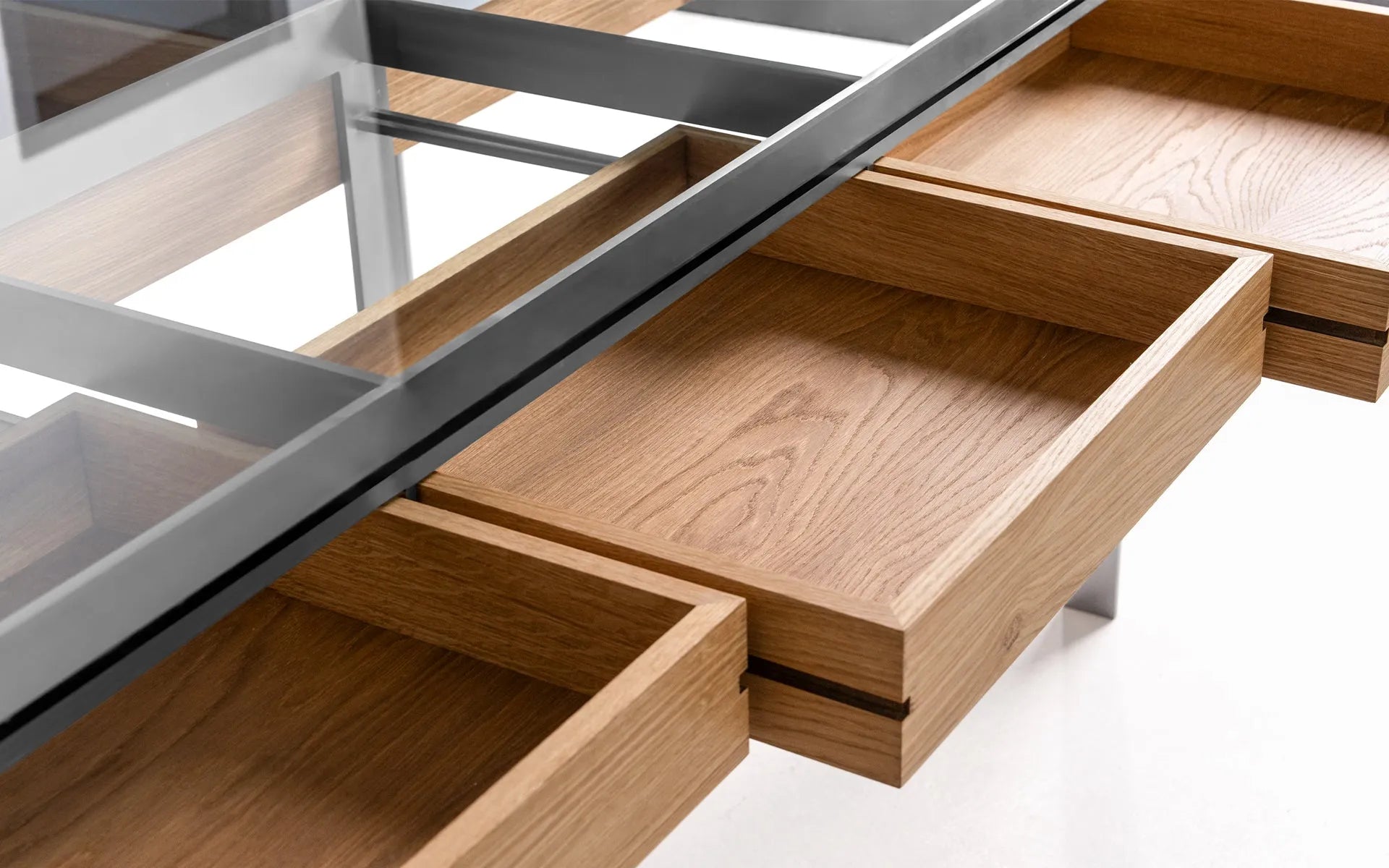 Buredo Glass-Top Drawer Showcase Table