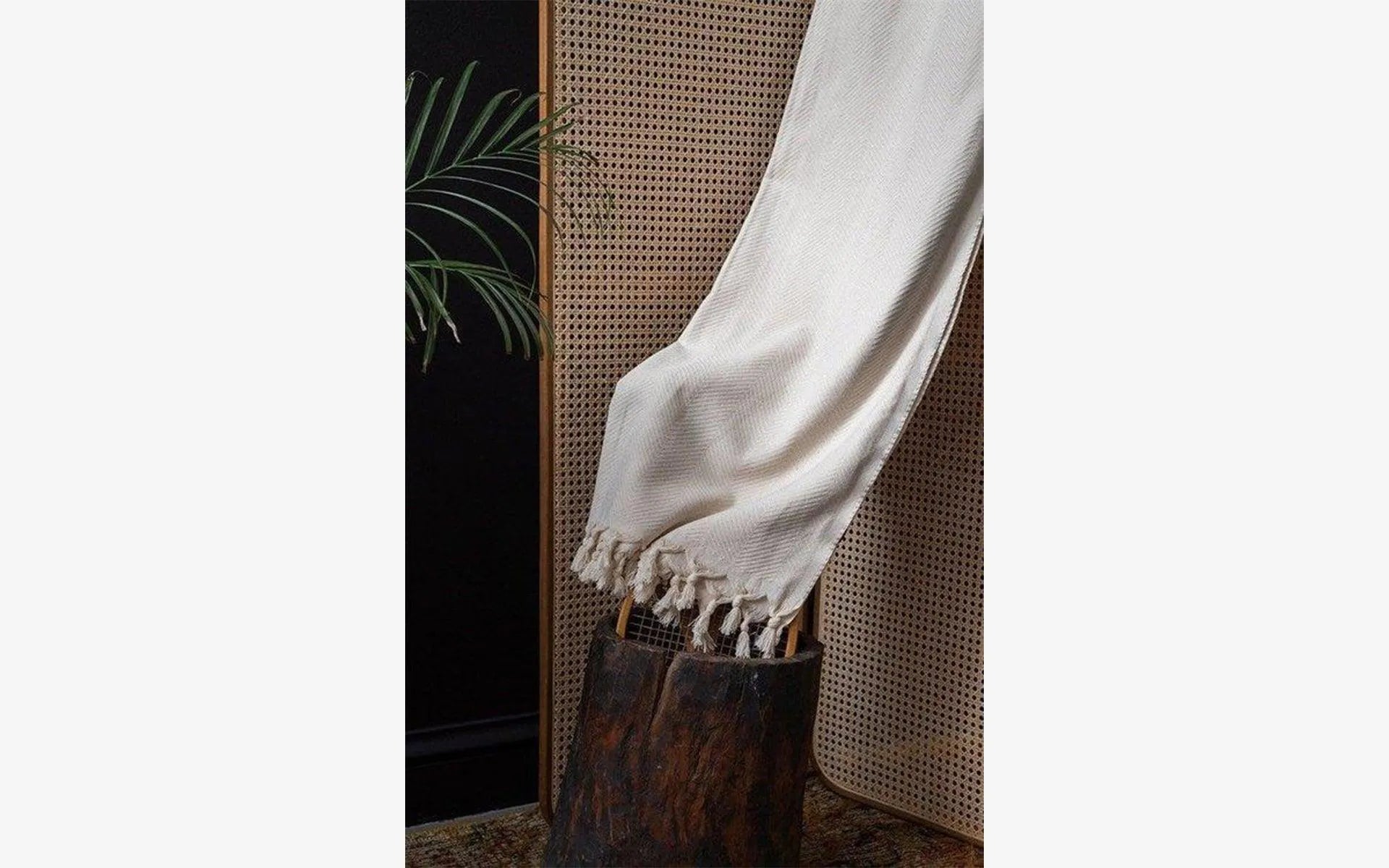 Beige Zigzag Pattern Cotton Sofa Throw - lagu - Throw