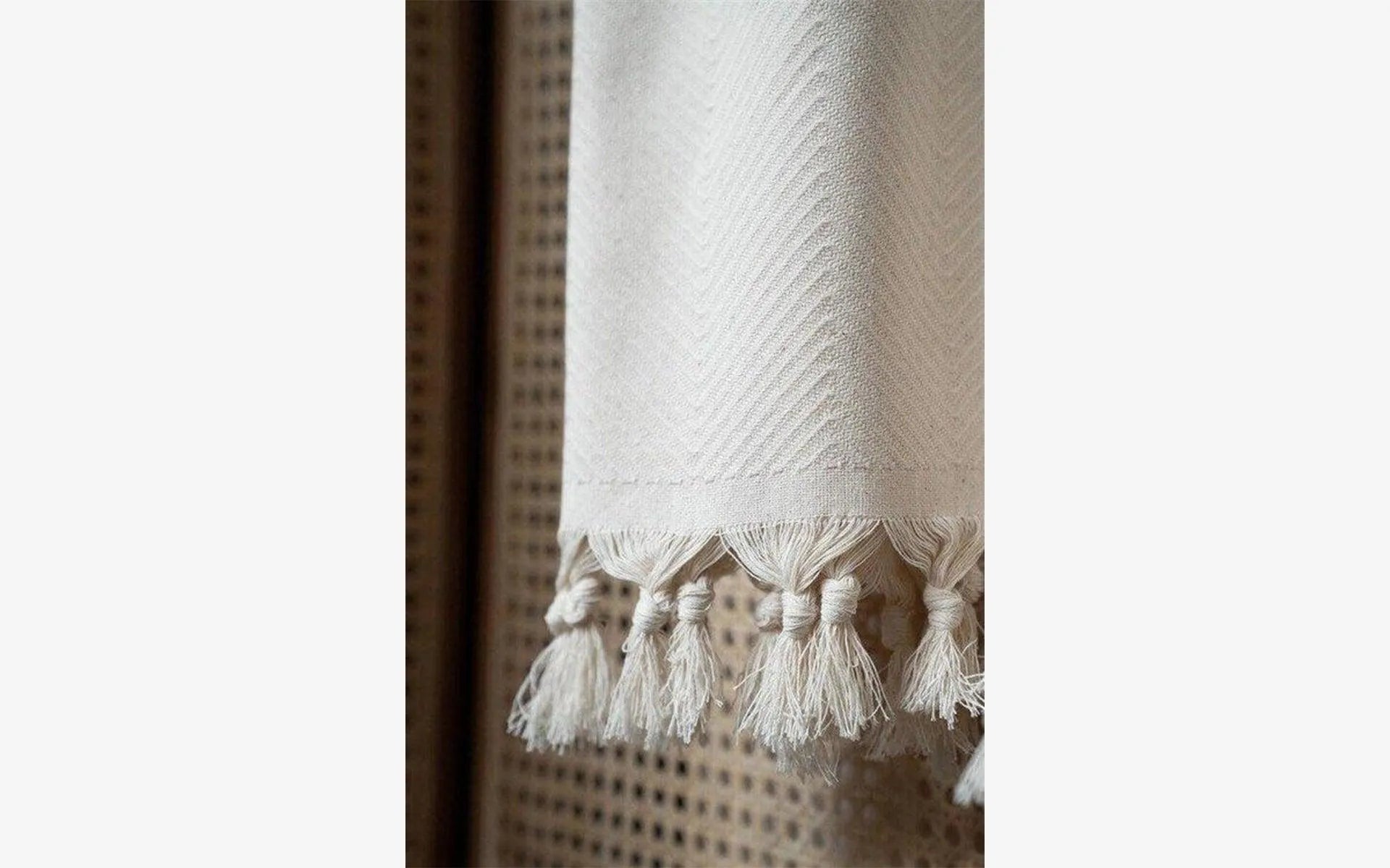 Beige Zigzag Pattern Cotton Sofa Throw - lagu - Throw