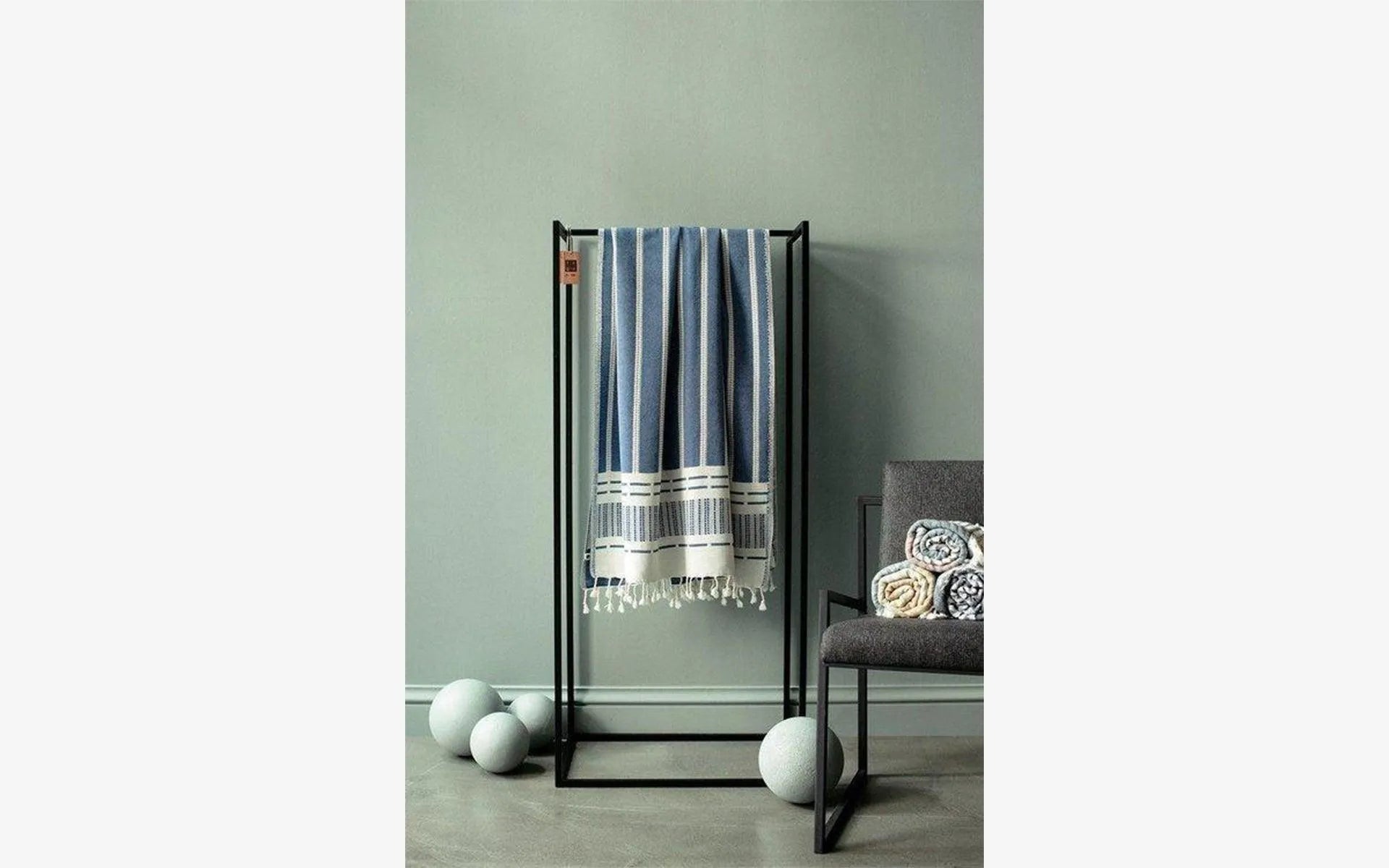 Blue White Striped Cotton Sofa Throw - lagu - Throw