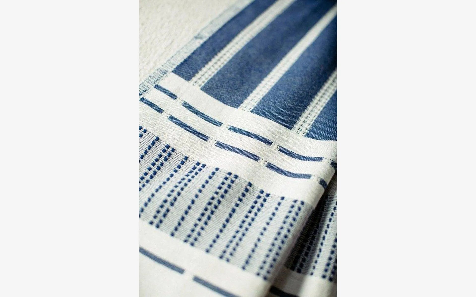 Blue White Striped Cotton Sofa Throw - lagu - Throw