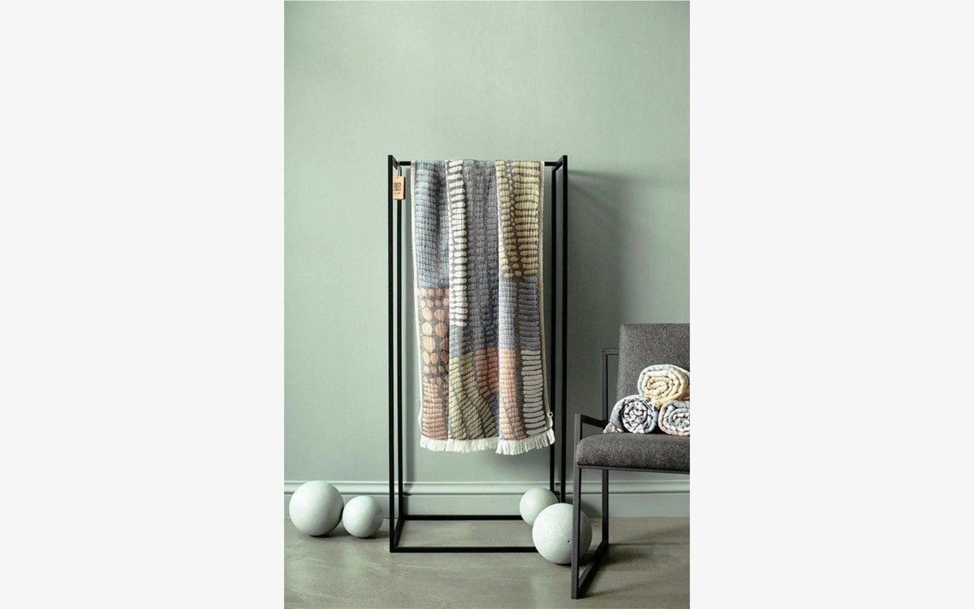 Gray Blue Mixed Pattern Cotton Sofa Throw - lagu - Throw