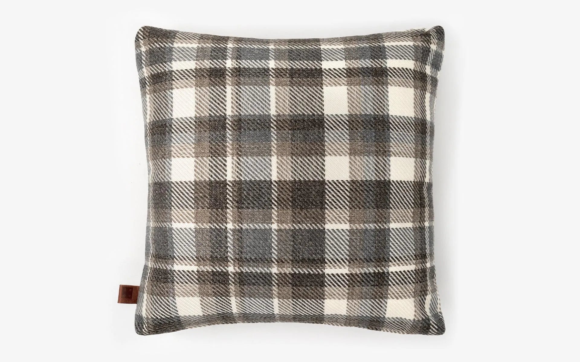 Grey Plaid Patterned Throw Pillow Large - laguglobal