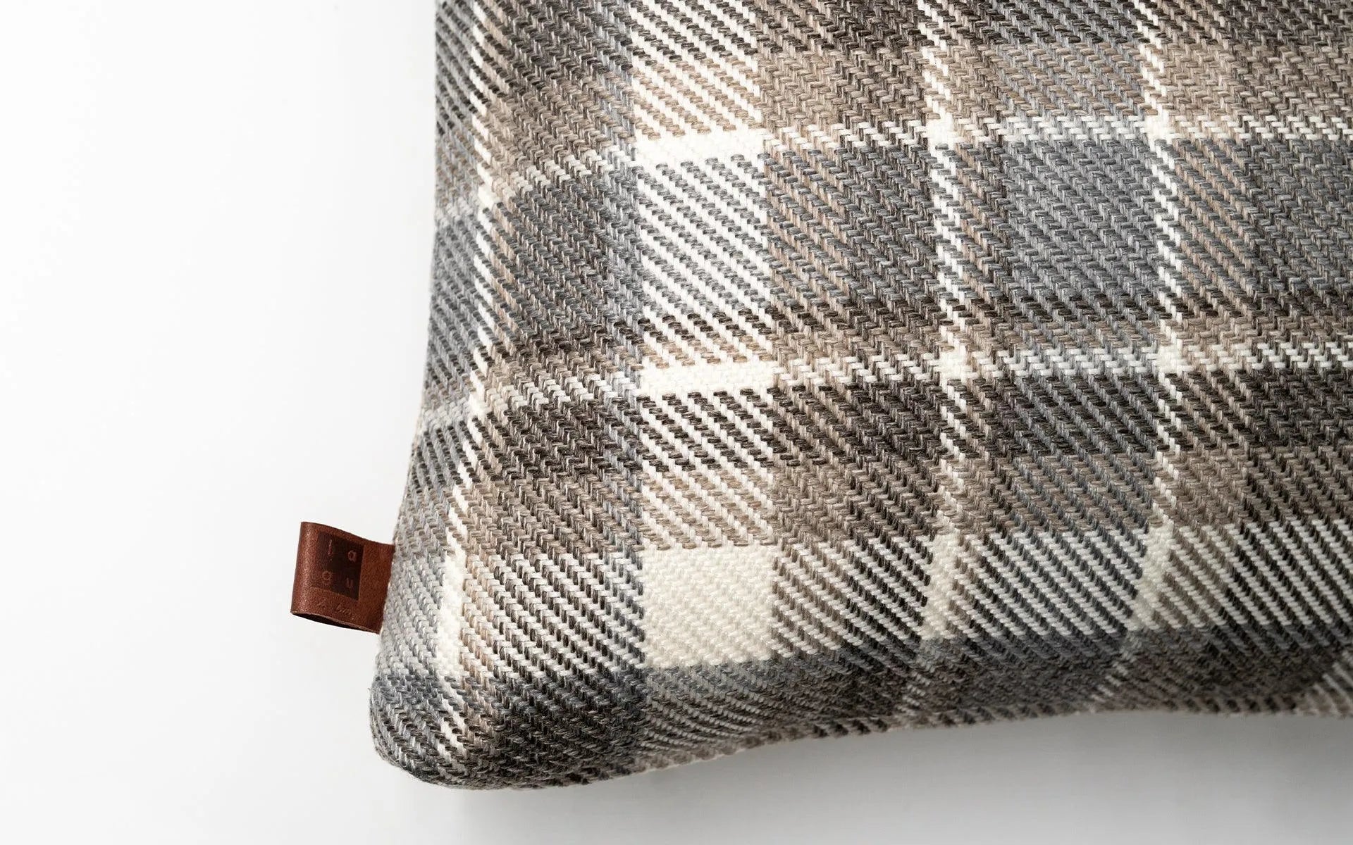Grey Plaid Patterned Throw Pillow Large - laguglobal
