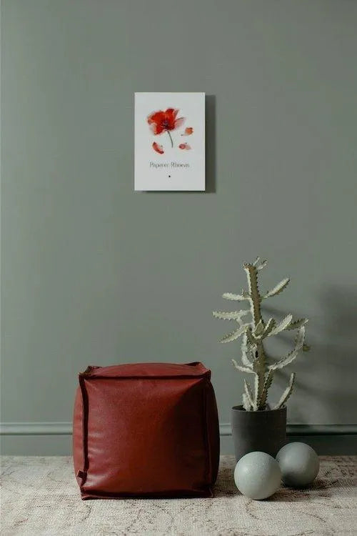 Natur Pouf Leather Red