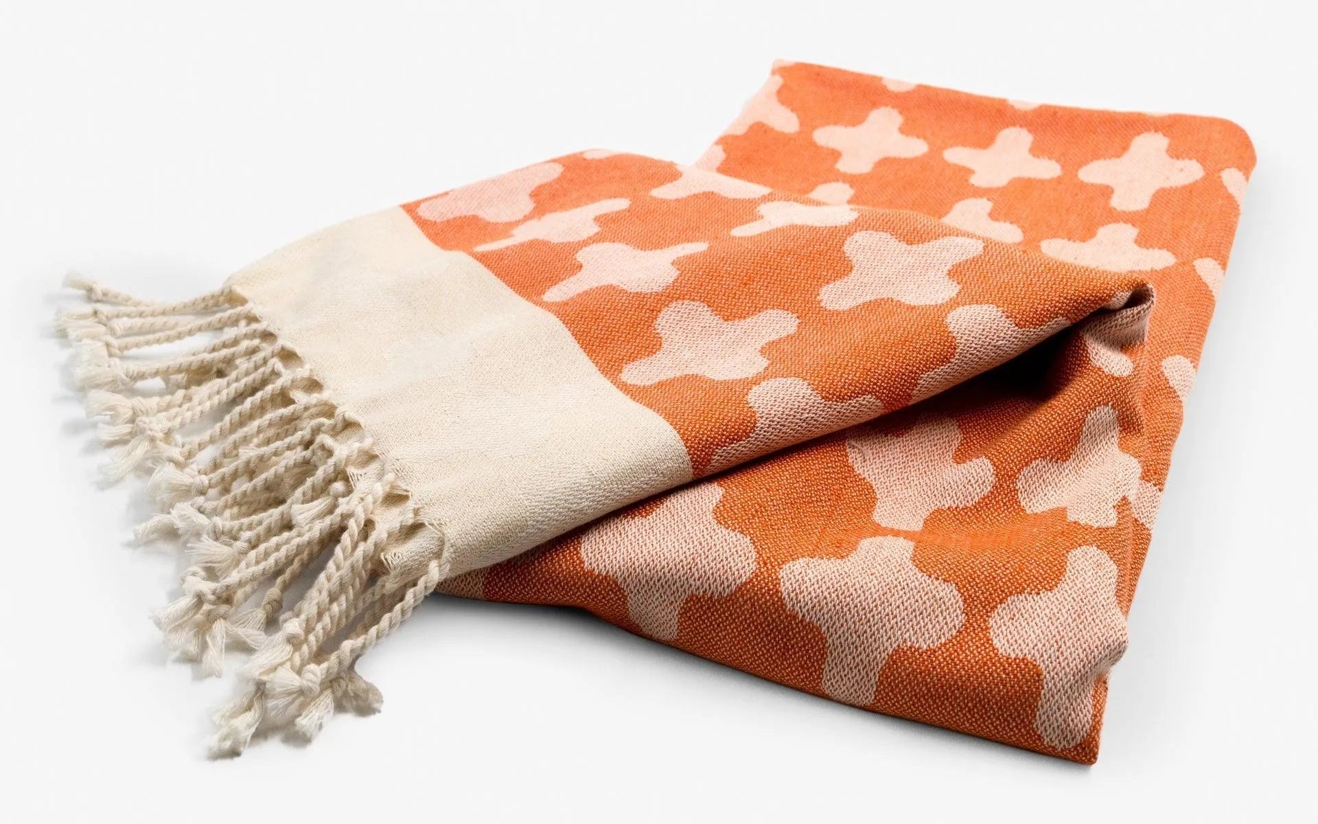 Orange Patterned Cotton Sofa Throw - laguglobal