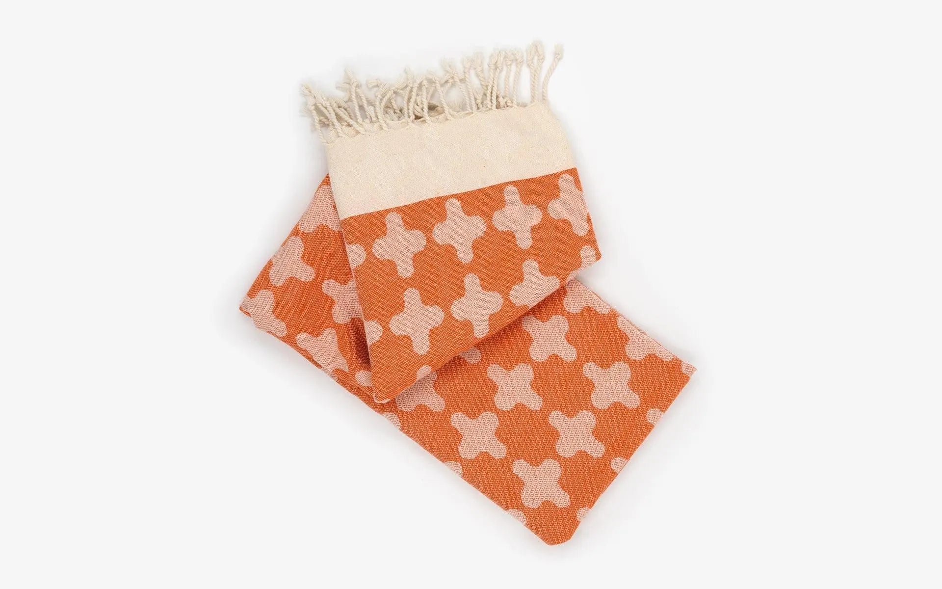 Orange Patterned Cotton Sofa Throw - laguglobal