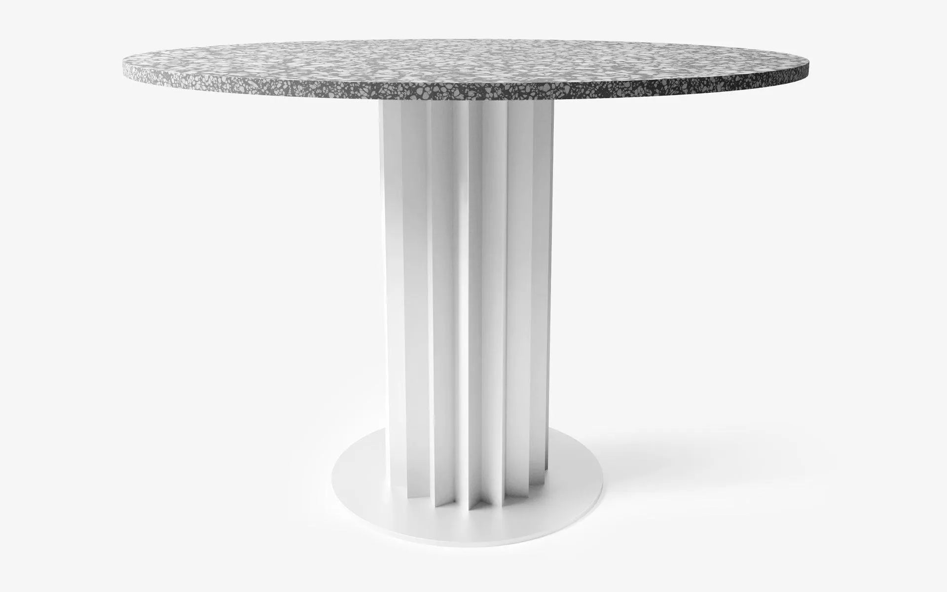 Recalled Round Table White Metal Terrazzo - laguglobal