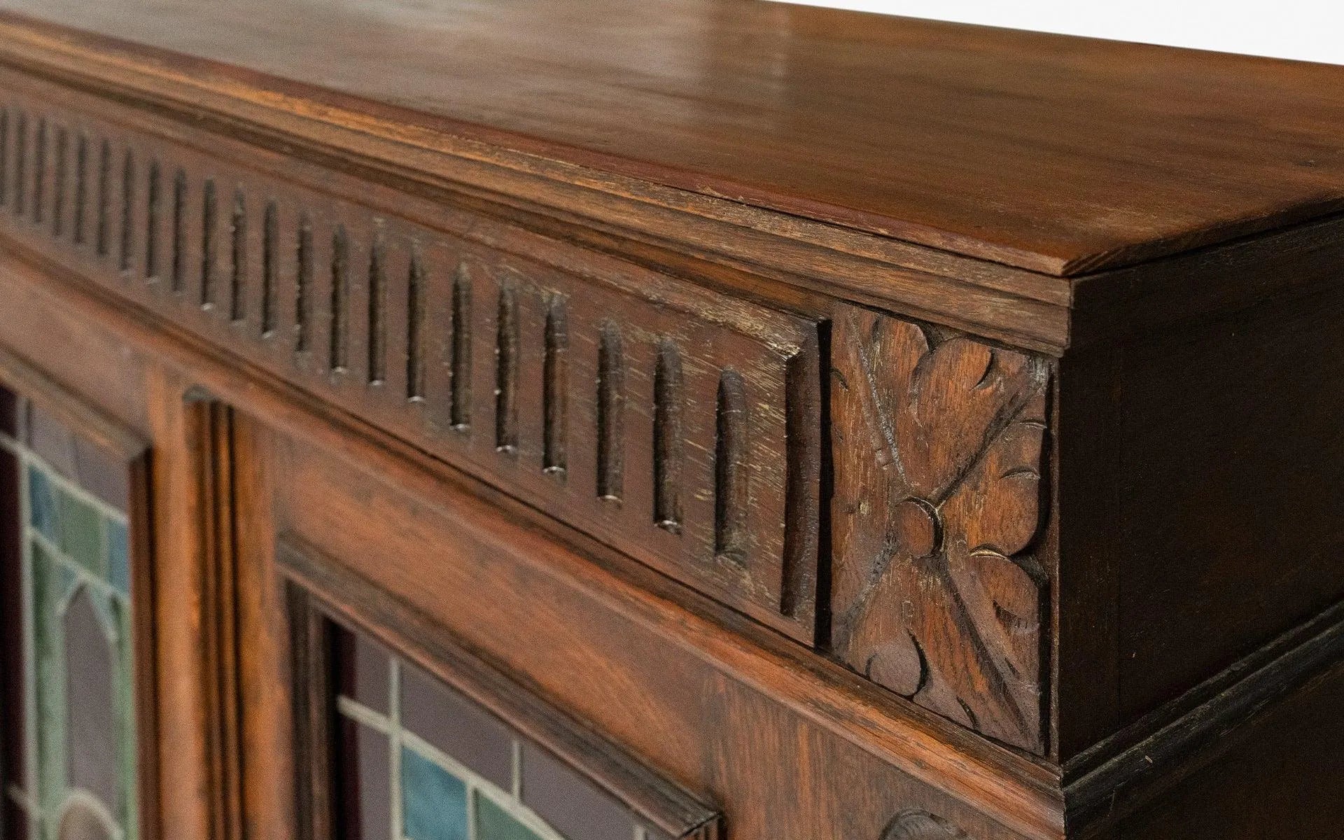 Wooden Vintage Buffet with Stained Glass - laguglobal