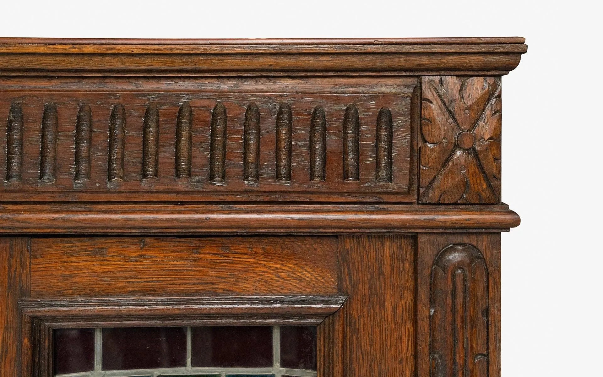 Wooden Vintage Buffet with Stained Glass - laguglobal