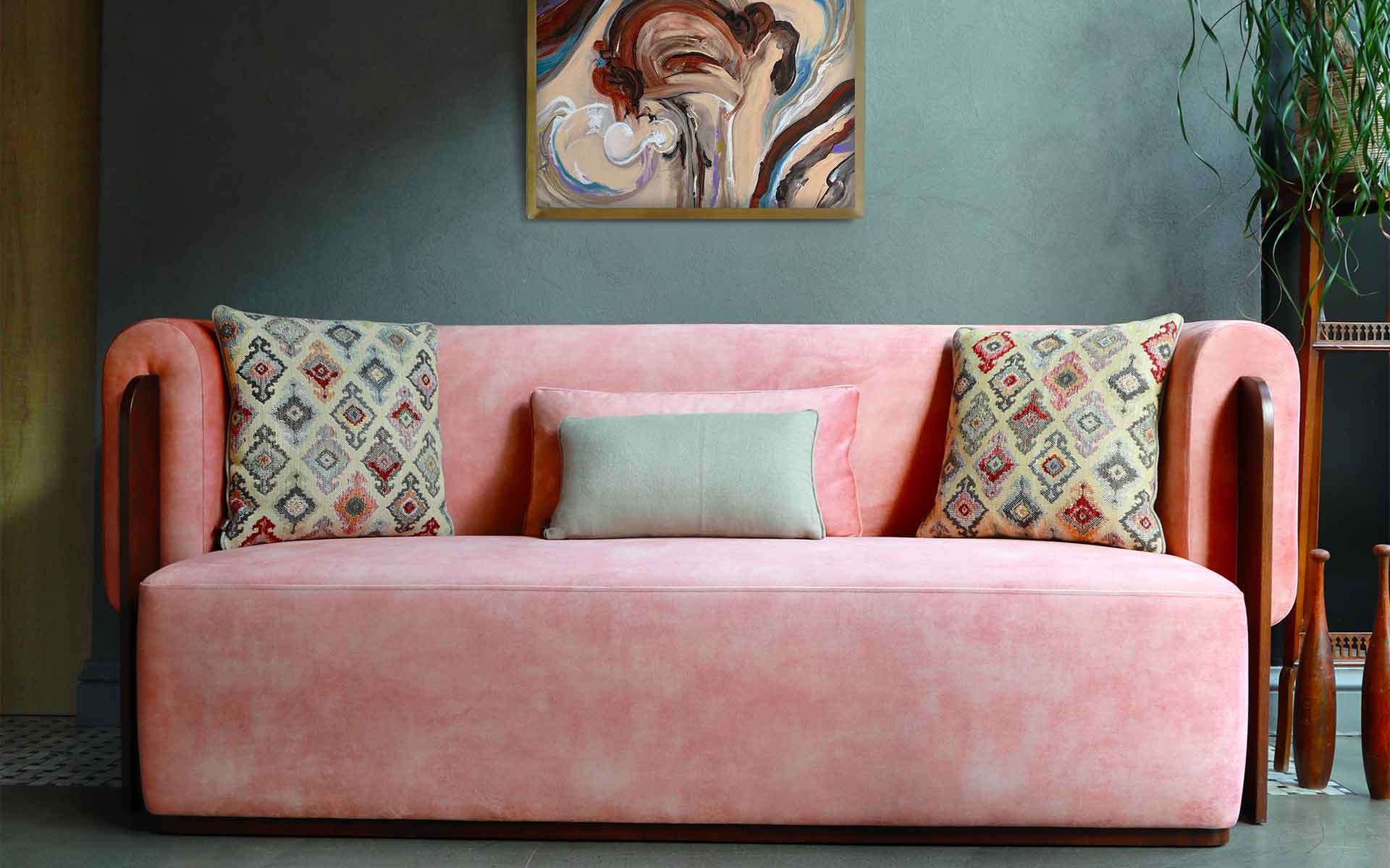 Baika Three Seater Sofa Pink