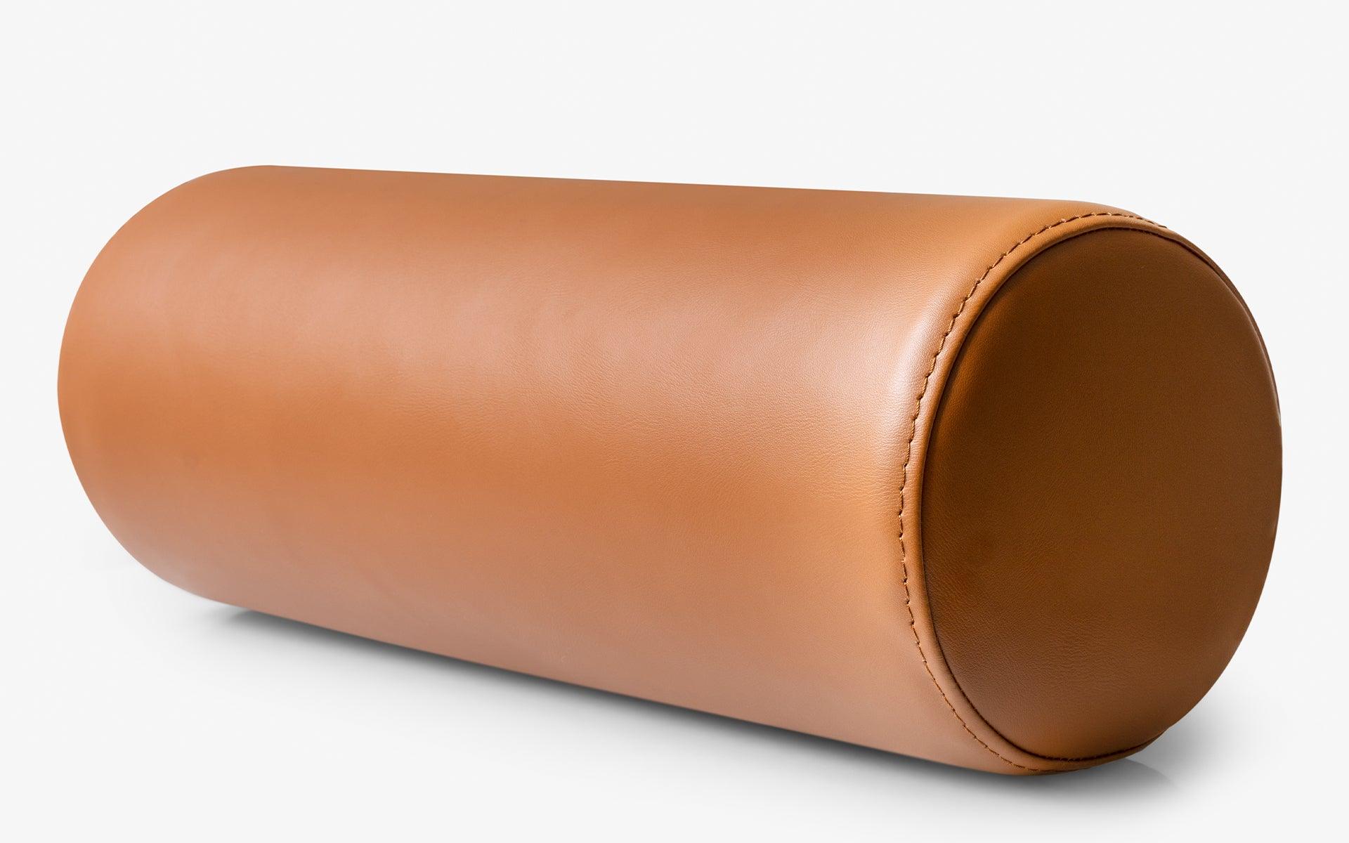 Brown Leather Cylinder Cushion Small - laguglobal