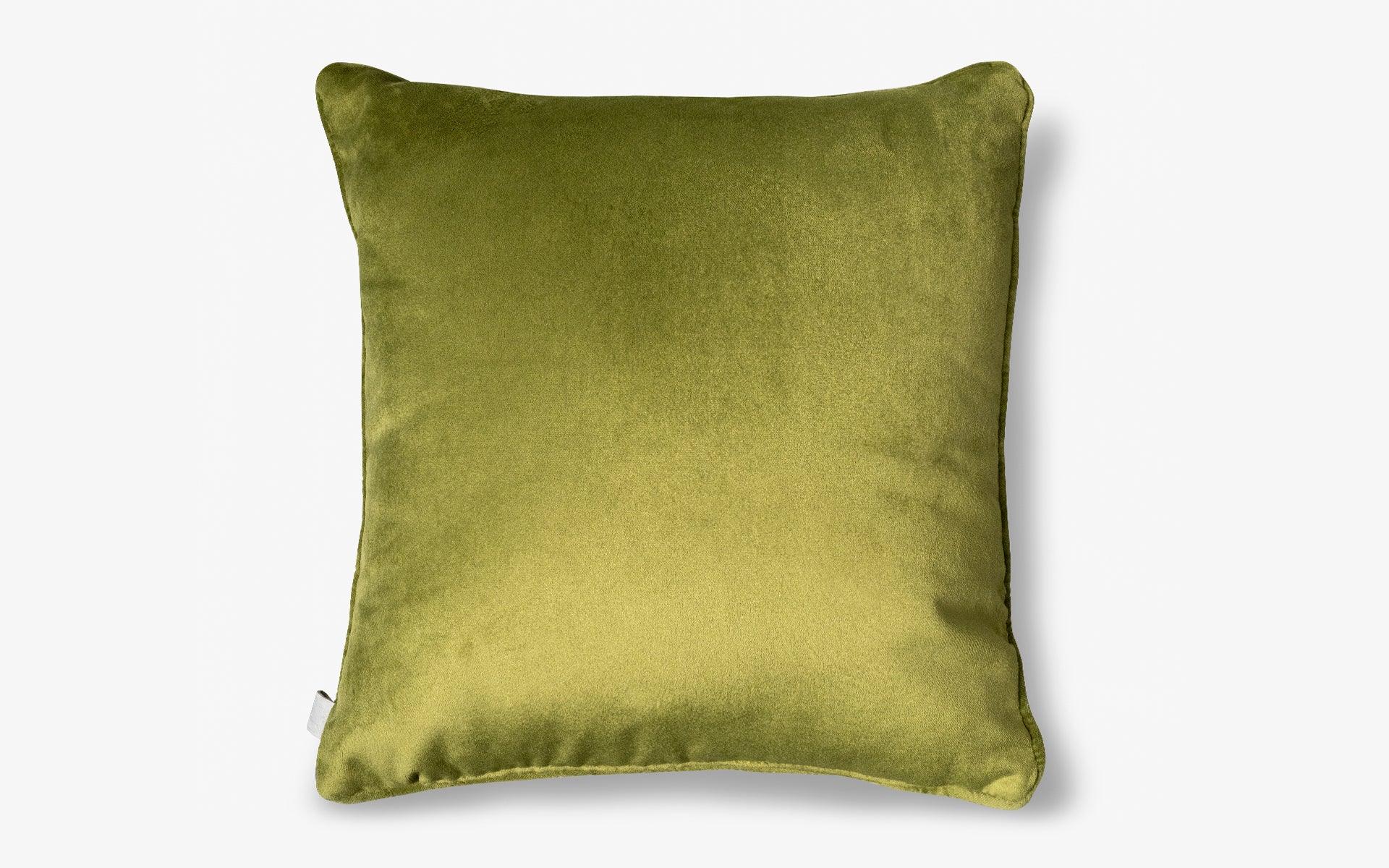 Cream-Green Patterned Ikat Large Throw Pillow - lagu - Cushion