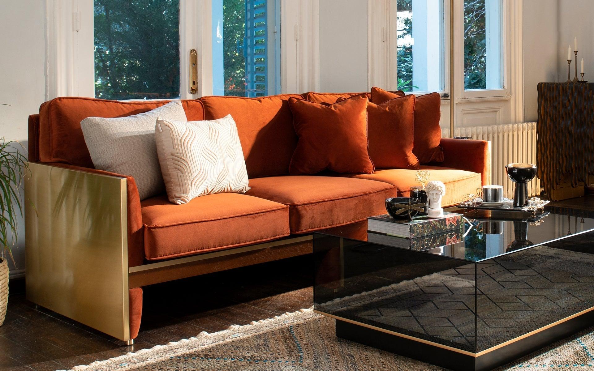 Famed Three Seater Sofa Orange - laguglobal