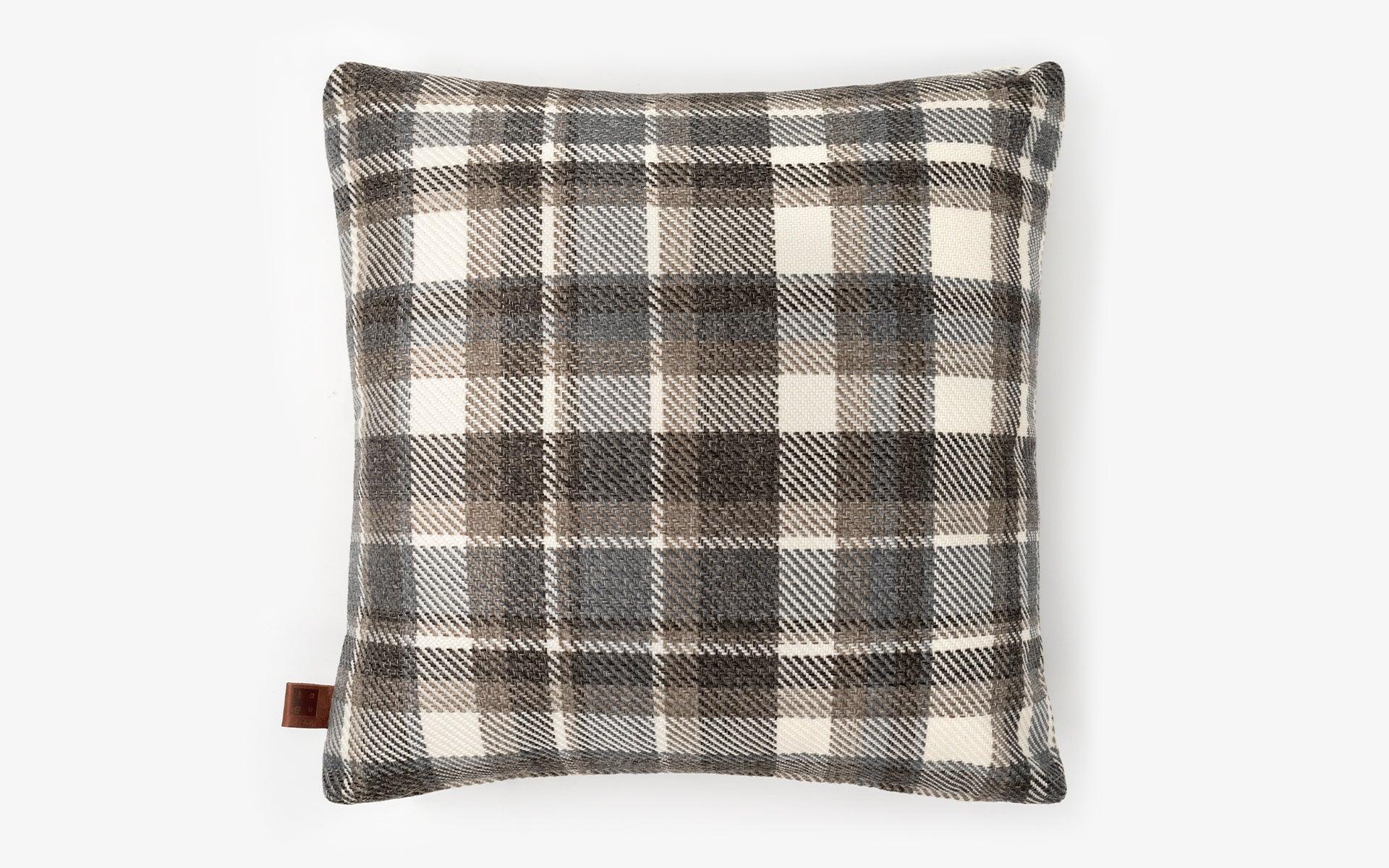 Grey Plaid Patterned Throw Pillow Small - laguglobal