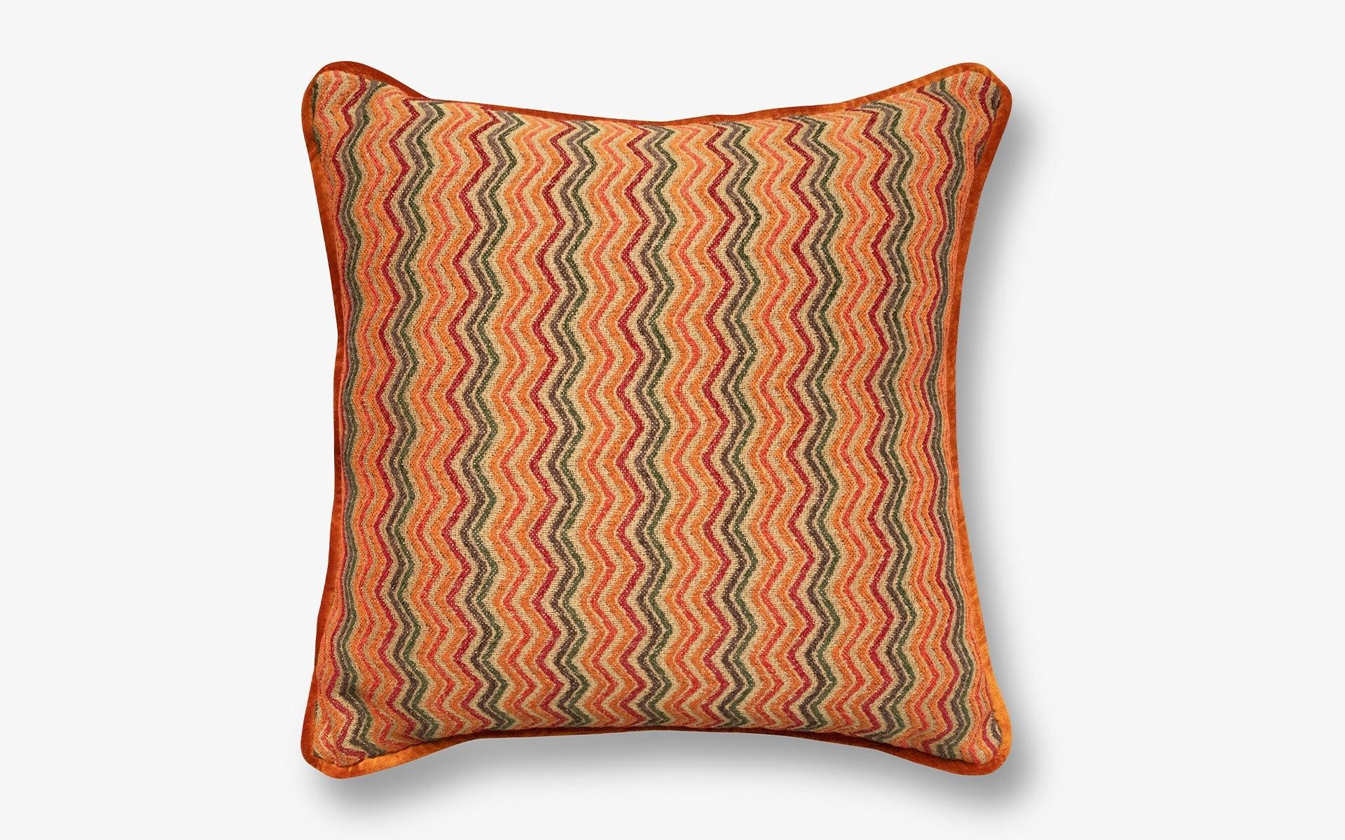 Orange-Green Zigzag Pattern Large Throw Pillow - lagu - Cushion