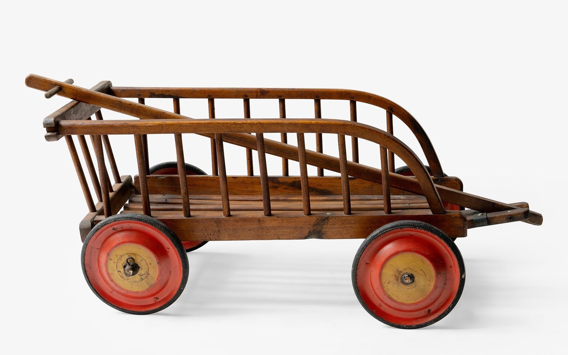 Vintage Wooden Wheeled Toy Cart Wagon - laguglobal