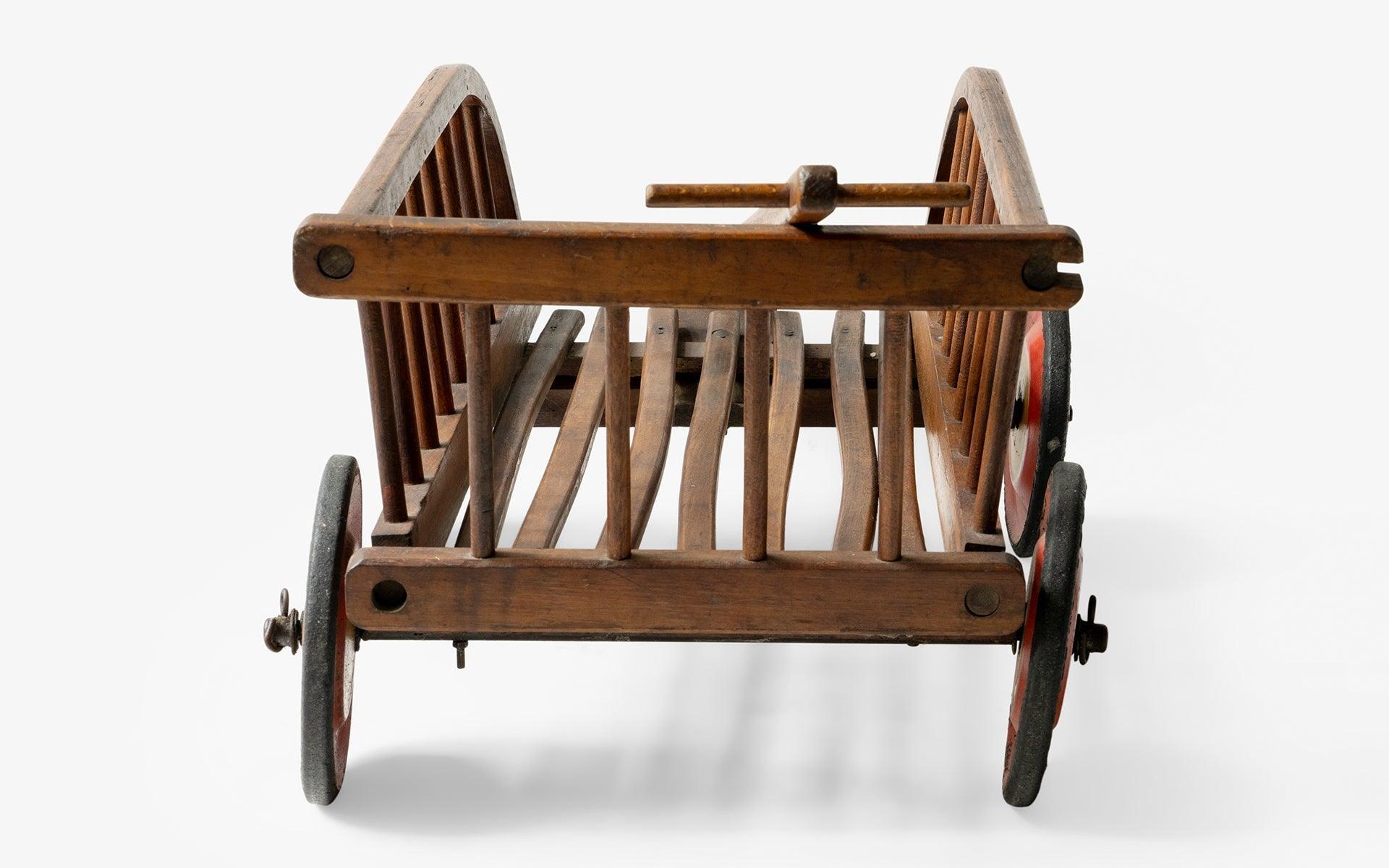 Vintage Wooden Wheeled Toy Cart Wagon - laguglobal