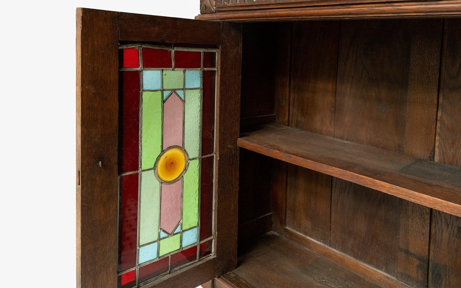 Wooden Vintage Buffet with Stained Glass - laguglobal